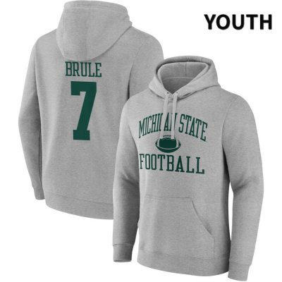 Youth Michigan State Spartans NCAA #7 Aaron Brule Gray NIL 2022 Fanatics Branded Gameday Tradition Pullover Football Hoodie QO32T75AK